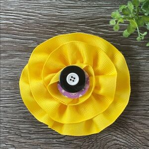 Yellow Flower Hair Clip for Kids - Bright Yellow Fabric Flower